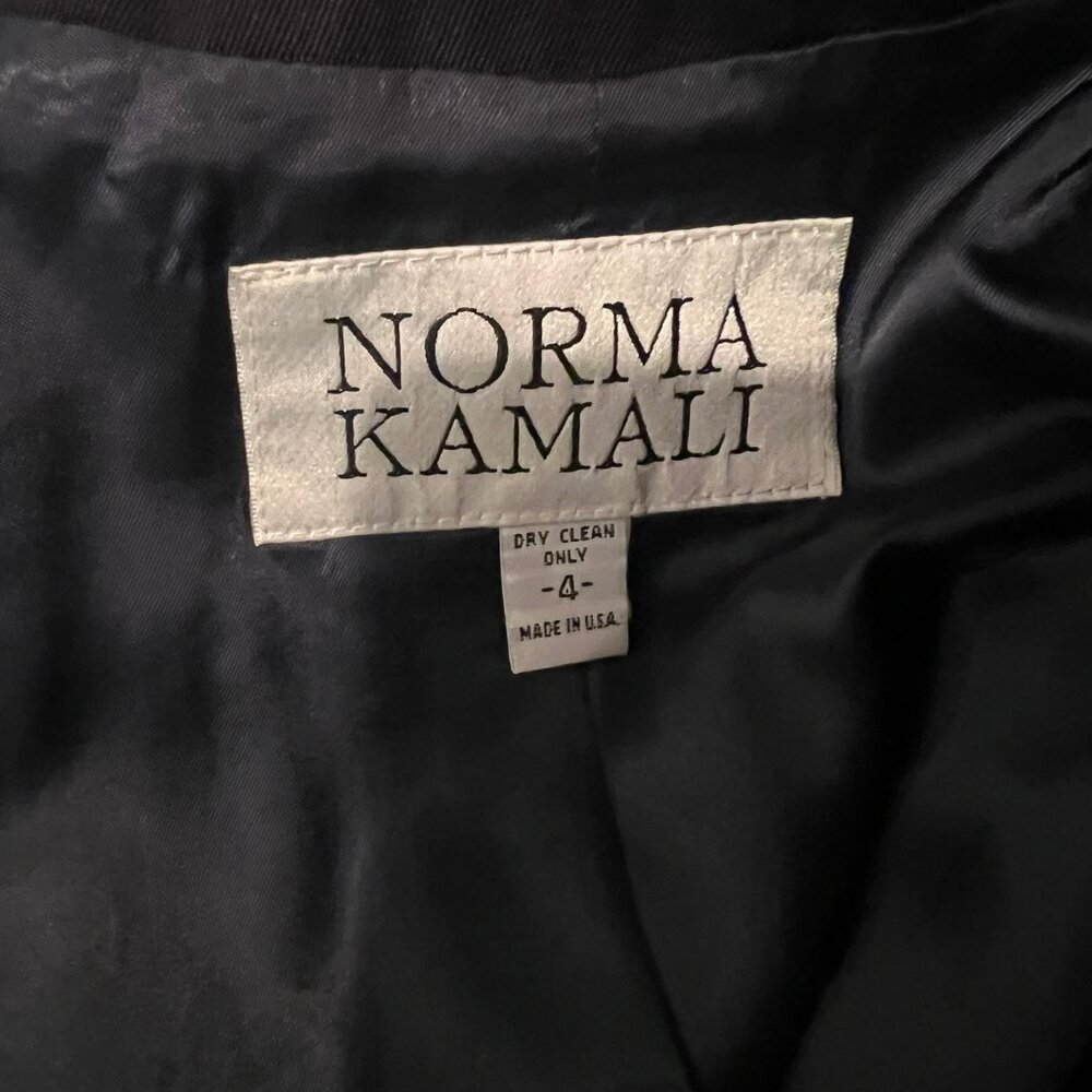 VINTAGE 90'S NORMA KAMALI DOUBLE BREASTED CROP BLAZER W/ PANTS SUIT SZ 4 US - Picture 4 of 7